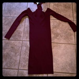 Long sleeve shoulder out collar neck bodycon dress